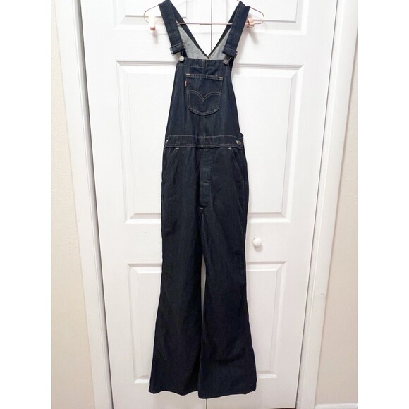 vintage flared levis orange tab dark wash womens overalls - Picture 14 of 14